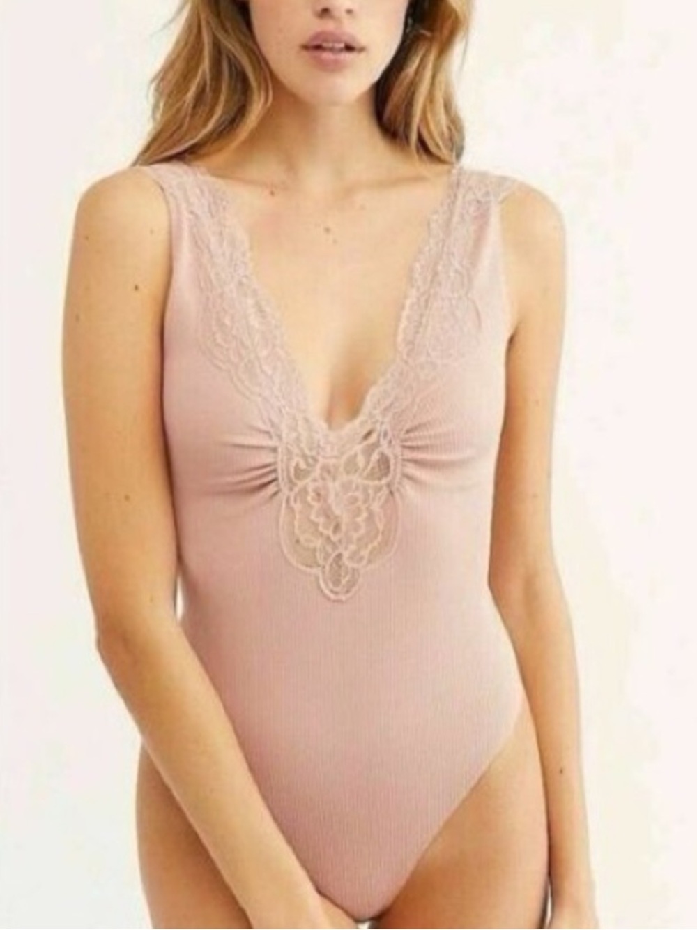 Free People first call bodysuit in mauve